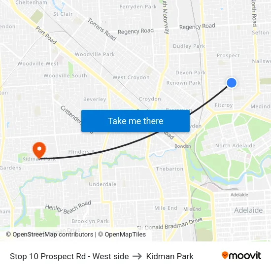 Stop 10 Prospect Rd - West side to Kidman Park map
