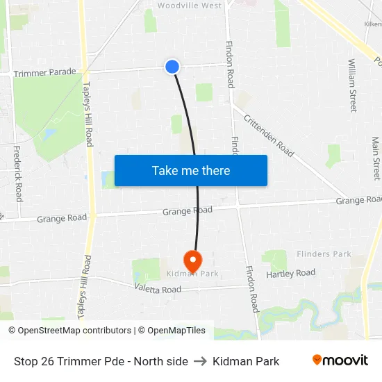 Stop 26 Trimmer Pde - North side to Kidman Park map