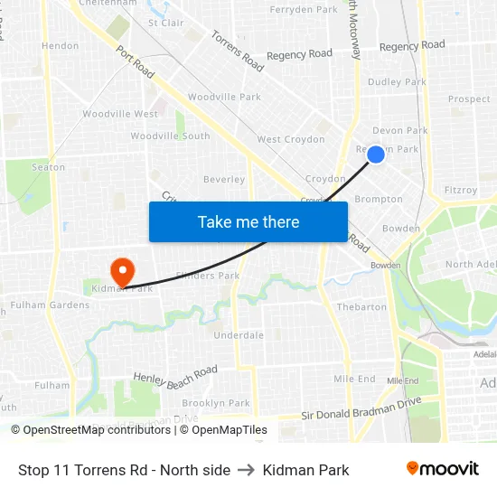 Stop 11 Torrens Rd - North side to Kidman Park map