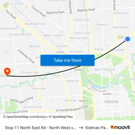 Stop 11 North East Rd - North West side to Kidman Park map