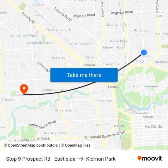 Stop 9 Prospect Rd - East side to Kidman Park map