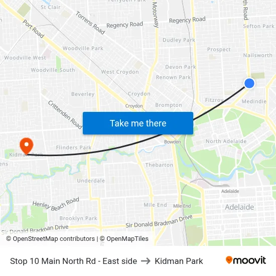 Stop 10 Main North Rd - East side to Kidman Park map
