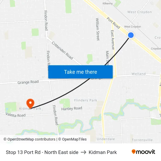 Stop 13 Port Rd - North East side to Kidman Park map