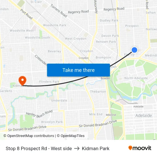 Stop 8 Prospect Rd - West side to Kidman Park map