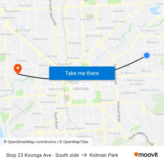 Stop 23 Koonga Ave - South side to Kidman Park map