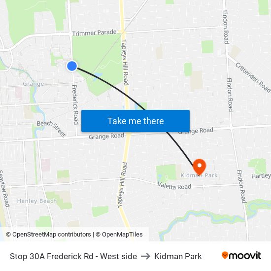 Stop 30A Frederick Rd - West side to Kidman Park map