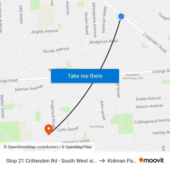 Stop 21 Crittenden Rd - South West side to Kidman Park map