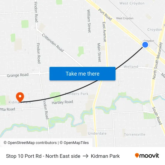 Stop 10 Port Rd - North East side to Kidman Park map