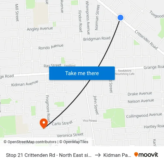 Stop 21 Crittenden Rd - North East side to Kidman Park map