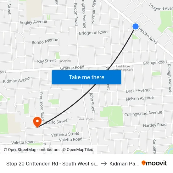 Stop 20 Crittenden Rd - South West side to Kidman Park map