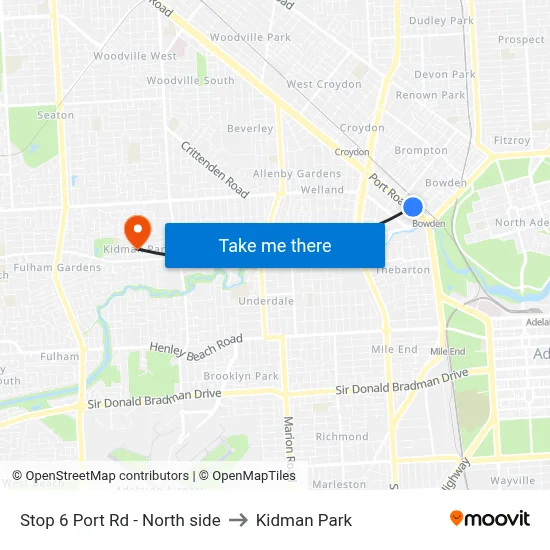 Stop 6 Port Rd - North side to Kidman Park map