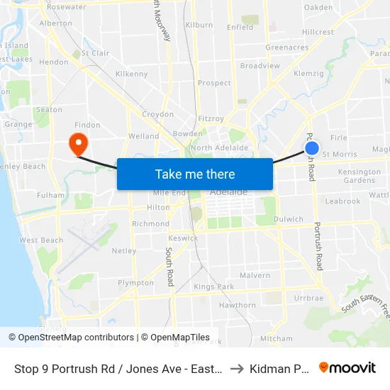 Stop 9 Portrush Rd / Jones Ave - East side to Kidman Park map