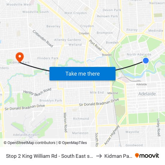 Stop 2 King William Rd - South East side to Kidman Park map