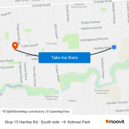 Stop 15 Hartley Rd - South side to Kidman Park map