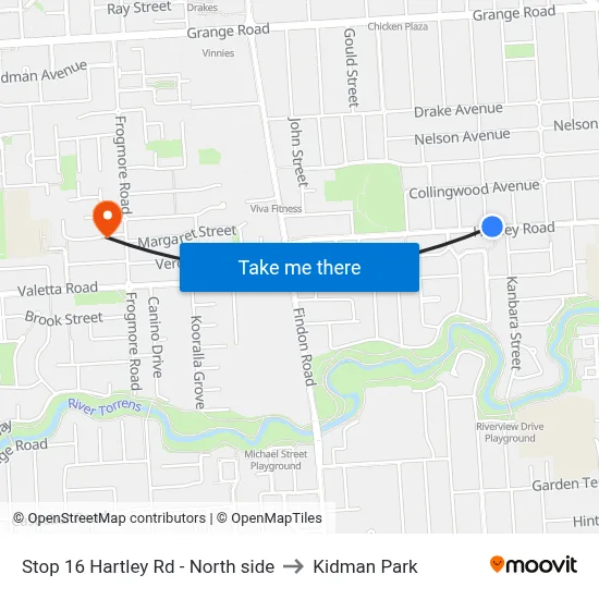 Stop 16 Hartley Rd - North side to Kidman Park map