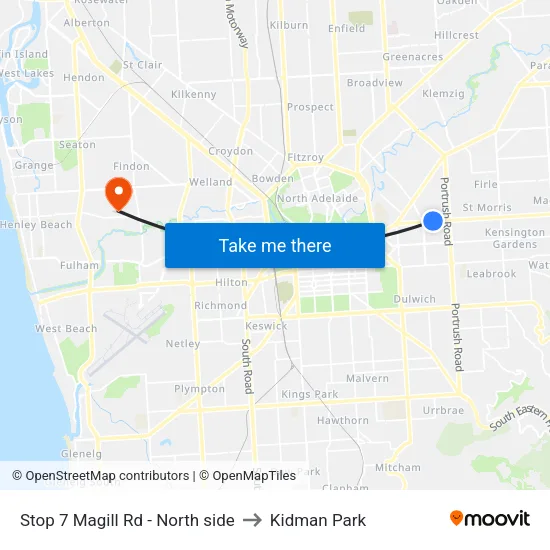 Stop 7 Magill Rd - North side to Kidman Park map