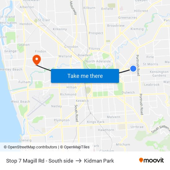 Stop 7 Magill Rd - South side to Kidman Park map