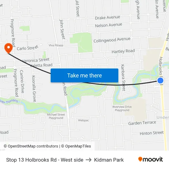 Stop 13 Holbrooks Rd - West side to Kidman Park map