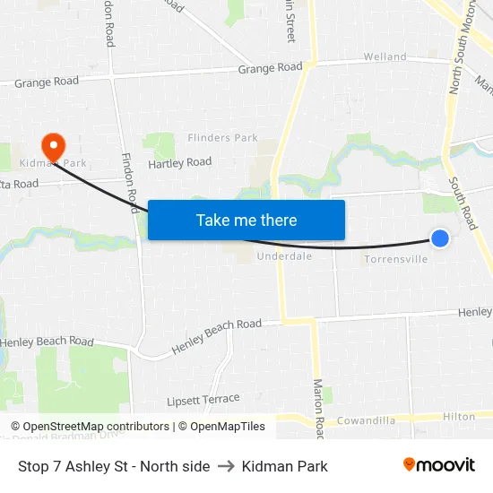 Stop 7 Ashley St - North side to Kidman Park map
