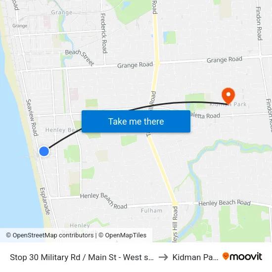 Stop 30 Military Rd / Main St - West side to Kidman Park map
