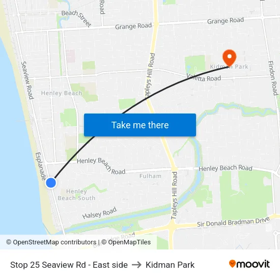 Stop 25 Seaview Rd - East side to Kidman Park map
