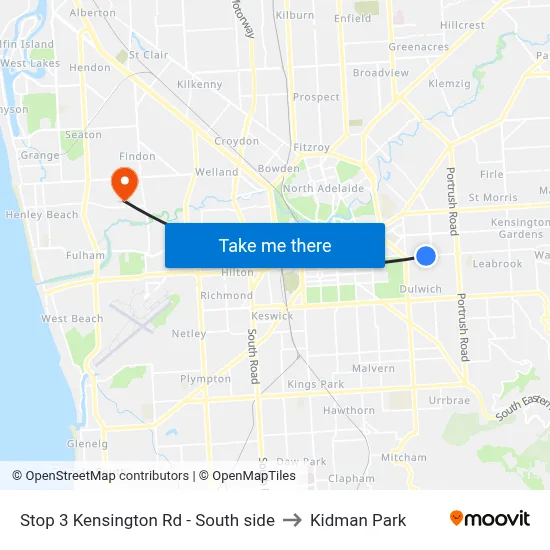 Stop 3 Kensington Rd - South side to Kidman Park map