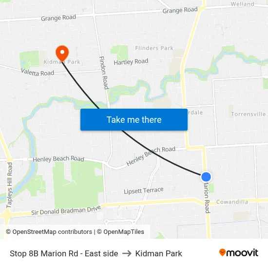 Stop 8B Marion Rd - East side to Kidman Park map