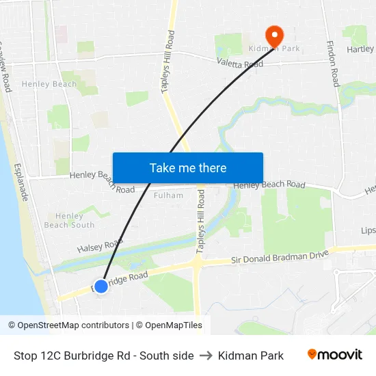 Stop 12C Burbridge Rd - South side to Kidman Park map