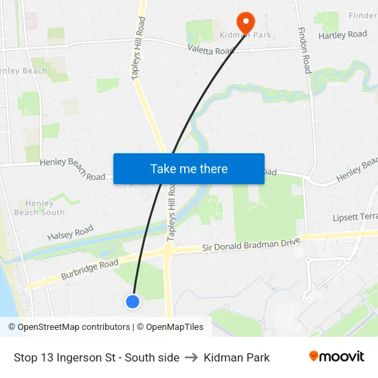 Stop 13 Ingerson St - South side to Kidman Park map