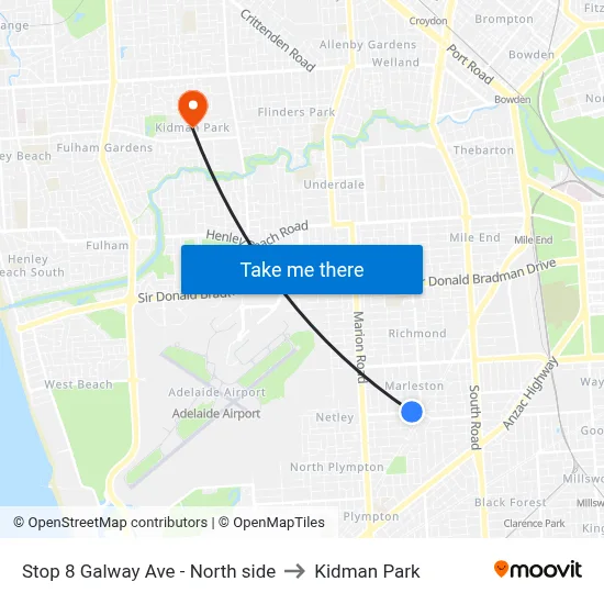 Stop 8 Galway Ave - North side to Kidman Park map