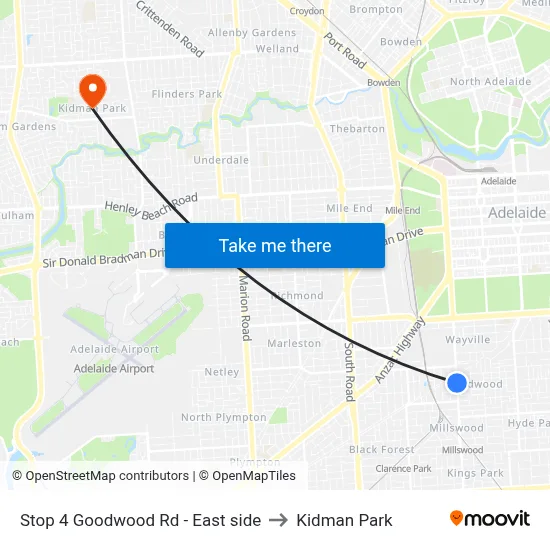 Stop 4 Goodwood Rd - East side to Kidman Park map