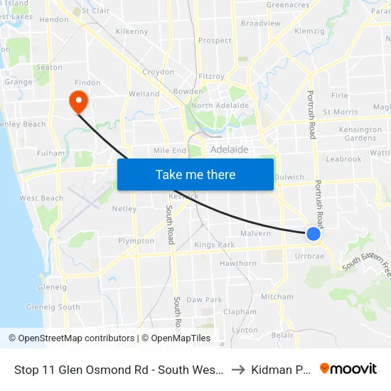 Stop 11 Glen Osmond Rd - South West side to Kidman Park map