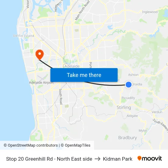 Stop 20 Greenhill Rd - North East side to Kidman Park map