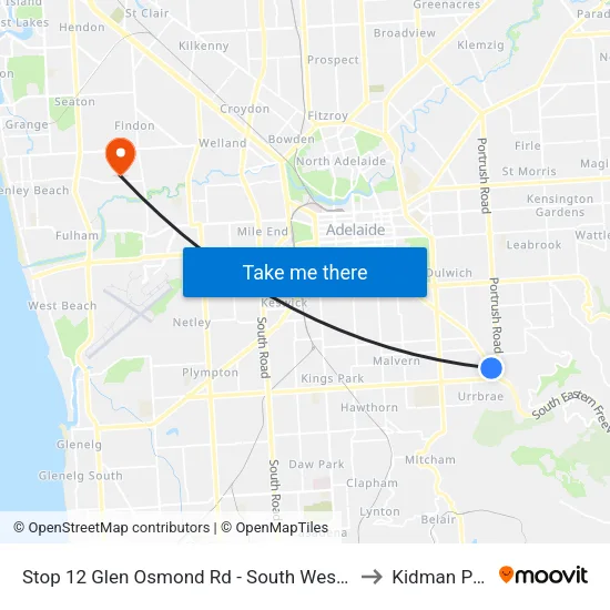 Stop 12 Glen Osmond Rd - South West side to Kidman Park map