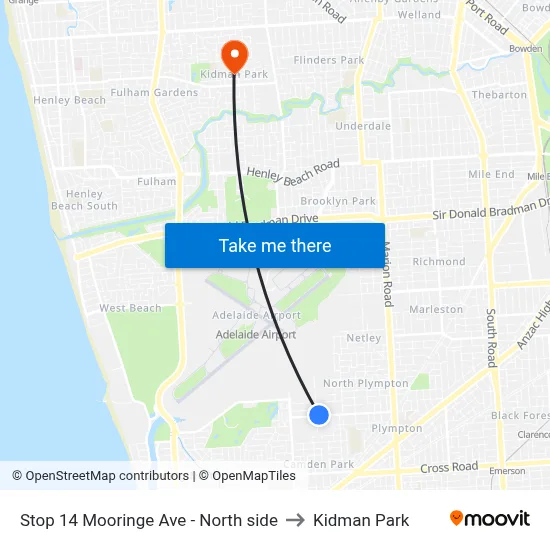 Stop 14 Mooringe Ave - North side to Kidman Park map