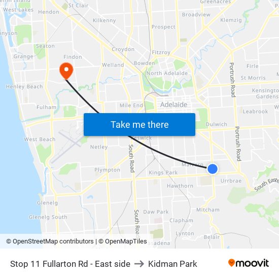 Stop 11 Fullarton Rd - East side to Kidman Park map