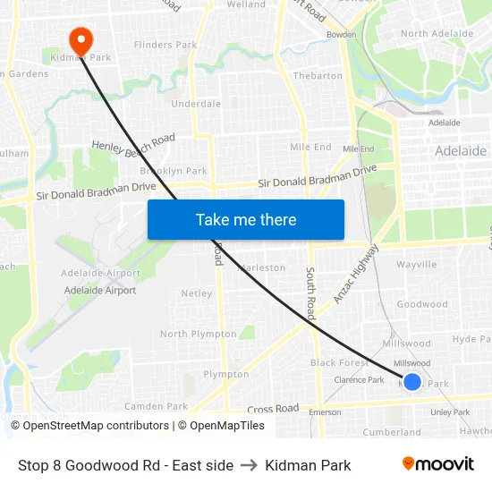 Stop 8 Goodwood Rd - East side to Kidman Park map