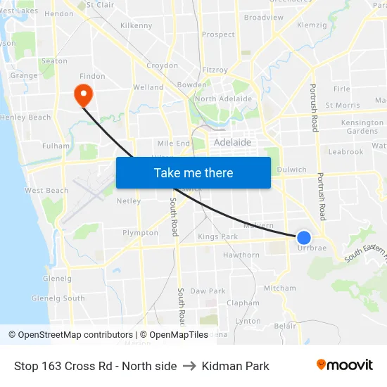 Stop 163 Cross Rd - North side to Kidman Park map