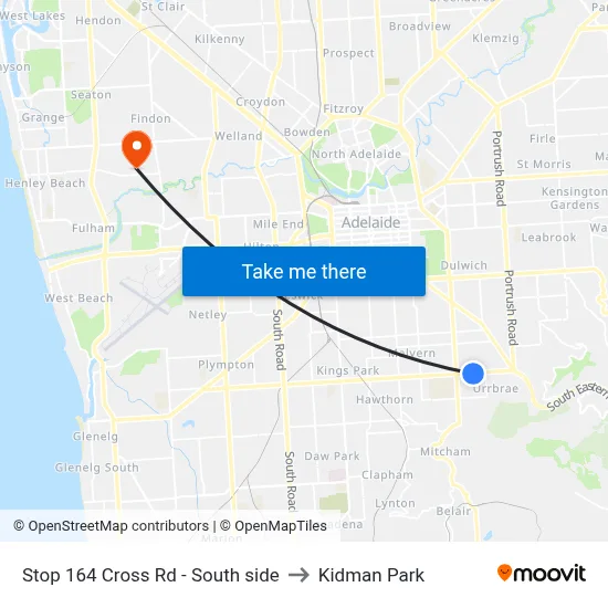 Stop 164 Cross Rd - South side to Kidman Park map