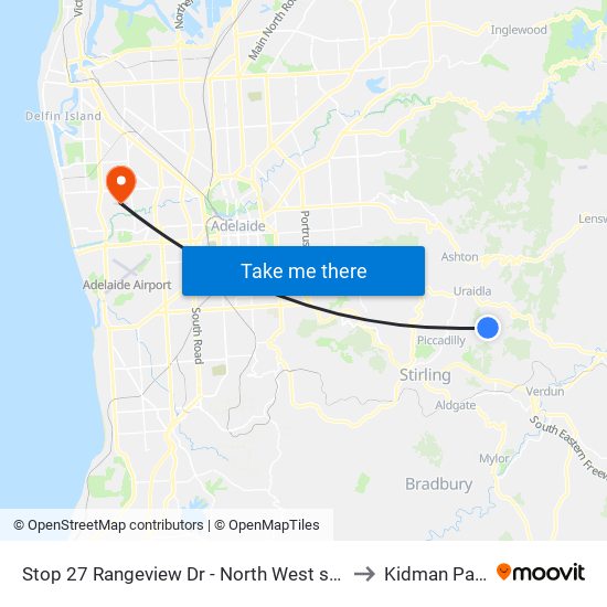 Stop 27 Rangeview Dr - North West side to Kidman Park map