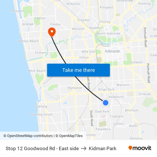 Stop 12 Goodwood Rd - East side to Kidman Park map