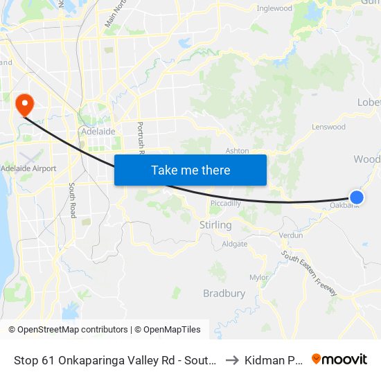 Stop 61 Onkaparinga Valley Rd - South side to Kidman Park map