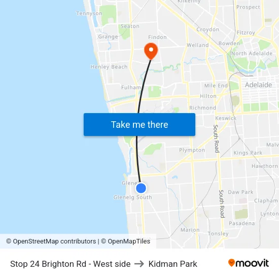 Stop 24 Brighton Rd - West side to Kidman Park map