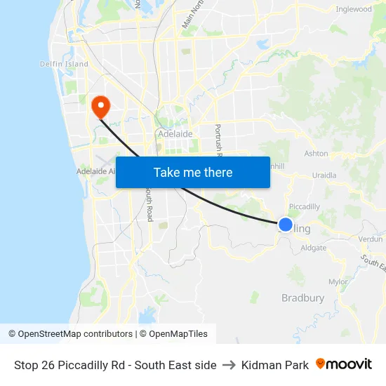 Stop 26 Piccadilly Rd - South East side to Kidman Park map