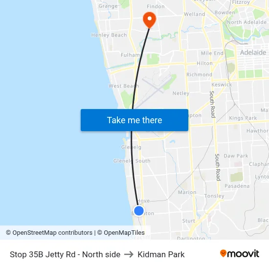 Stop 35B Jetty Rd - North side to Kidman Park map