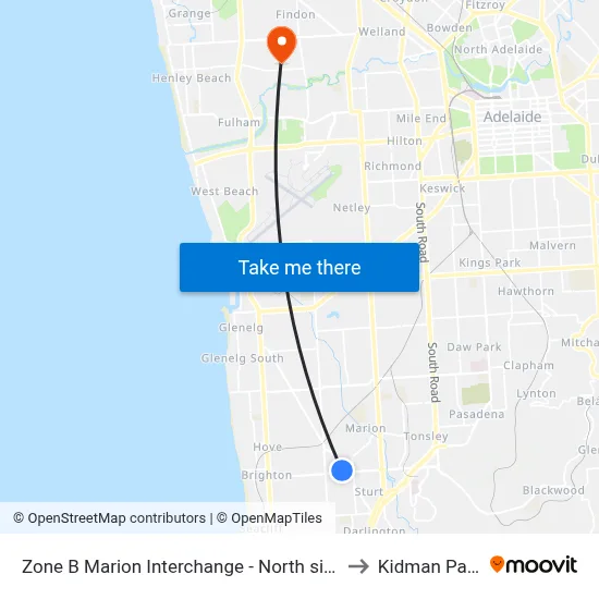 Zone B Marion Interchange - North side to Kidman Park map