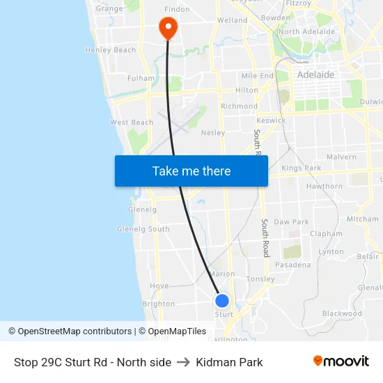 Stop 29C Sturt Rd - North side to Kidman Park map