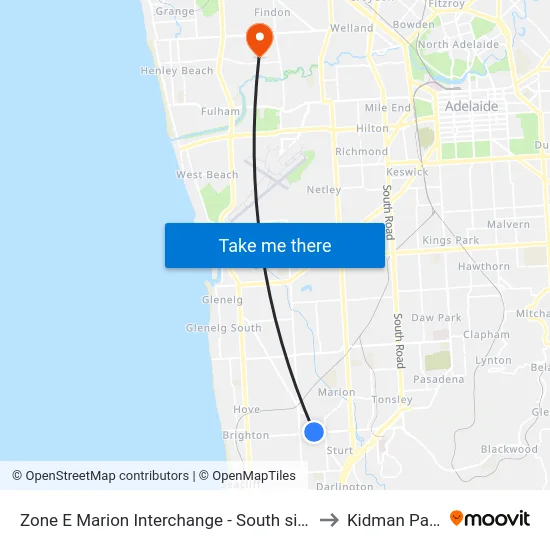 Zone E Marion Interchange - South side to Kidman Park map