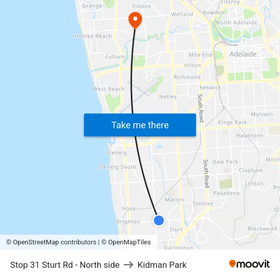 Stop 31 Sturt Rd - North side to Kidman Park map