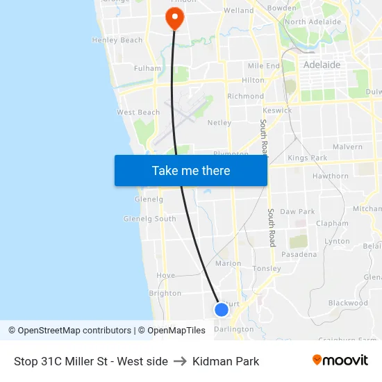 Stop 31C Miller St - West side to Kidman Park map
